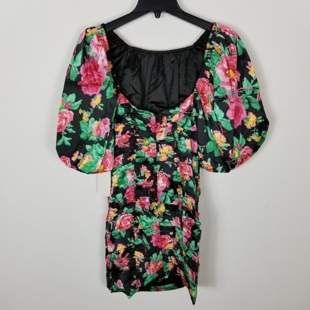 NWT For Love and Lemons Jolie Floral Ruched Puff Sleeve Mini Dress size XS - Picture 7 of 11